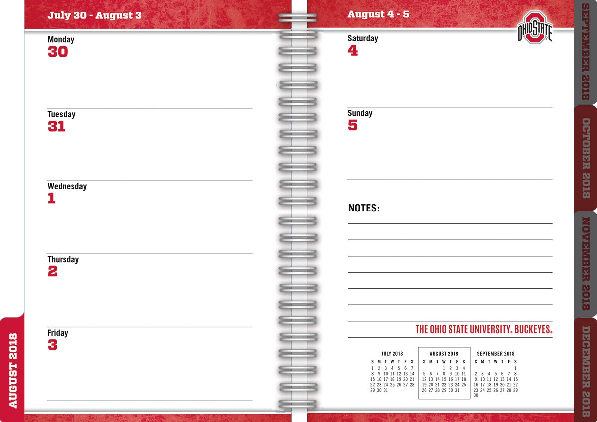 Ohio State Buckeyes 2019 Tabbed Planner