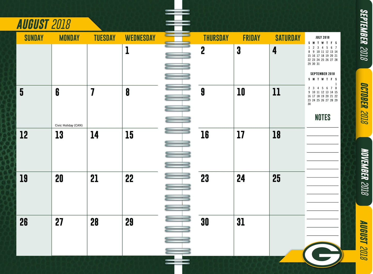 Green Bay Packers 2019 Tabbed Planner