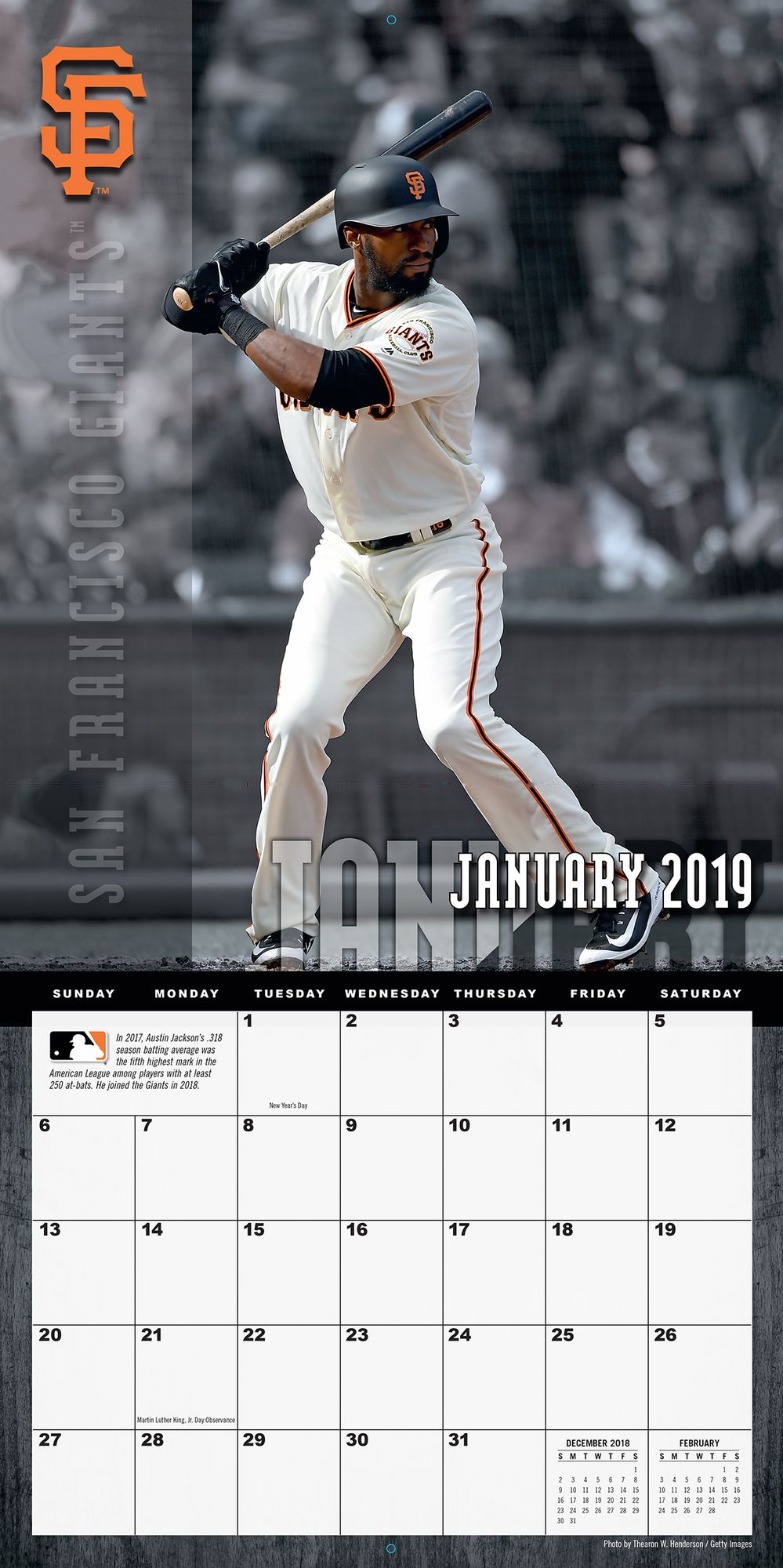 San Francisco Giants 2019 12x12 Team Wall Calendar