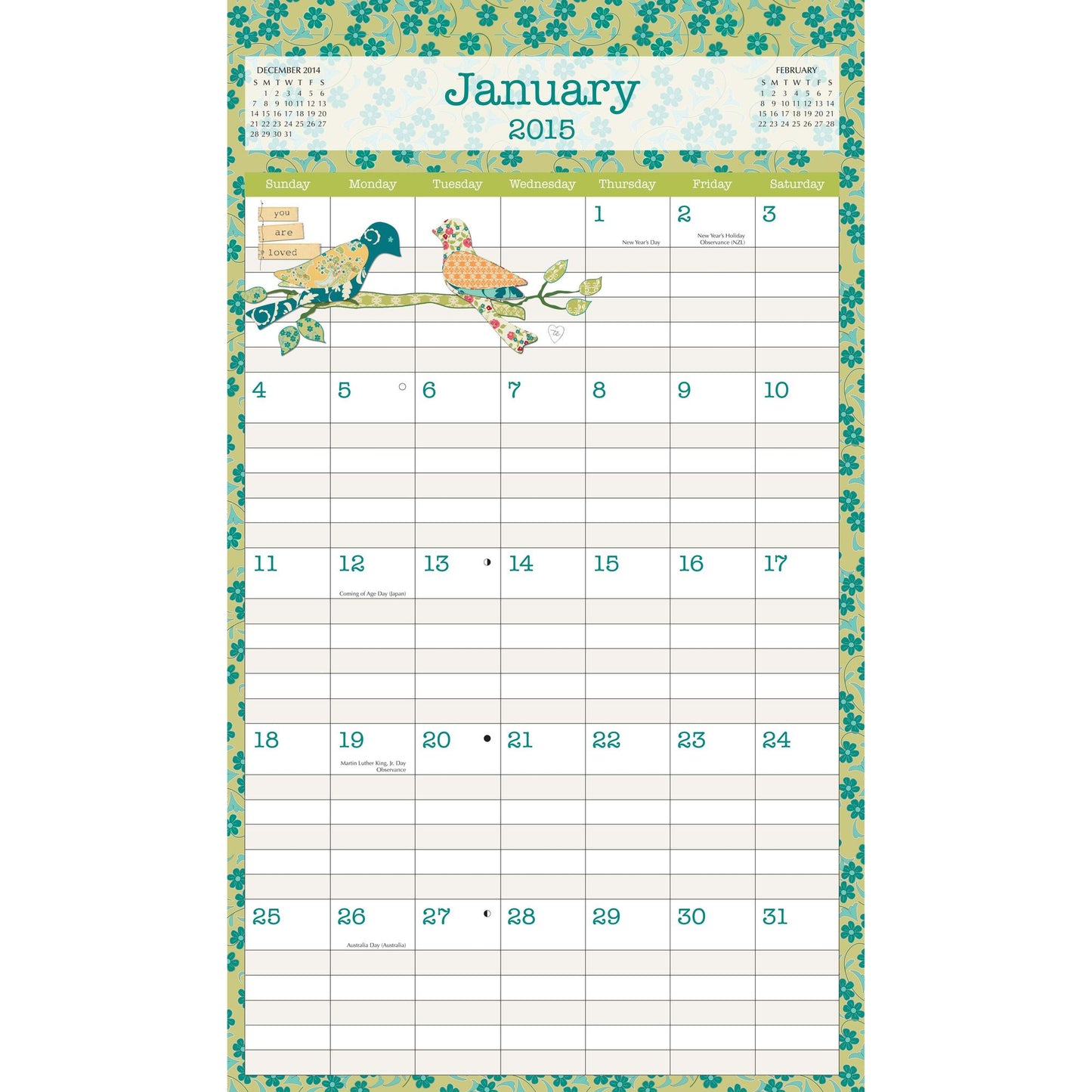 Beautiful Day Plan-It 17-Month August 2014 - December 2015 Calendar