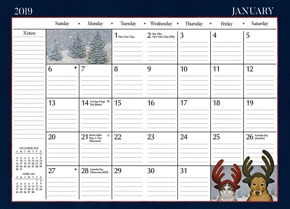 American Cat 2019 4.5 X 6.5 Monthly Pocket Planner