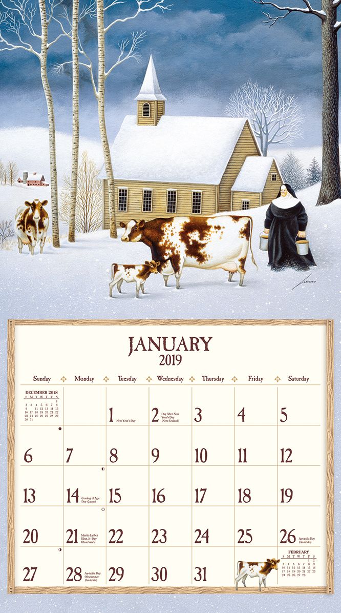 Cows Cows Cows 2019 14x12.5 Wall Calendar