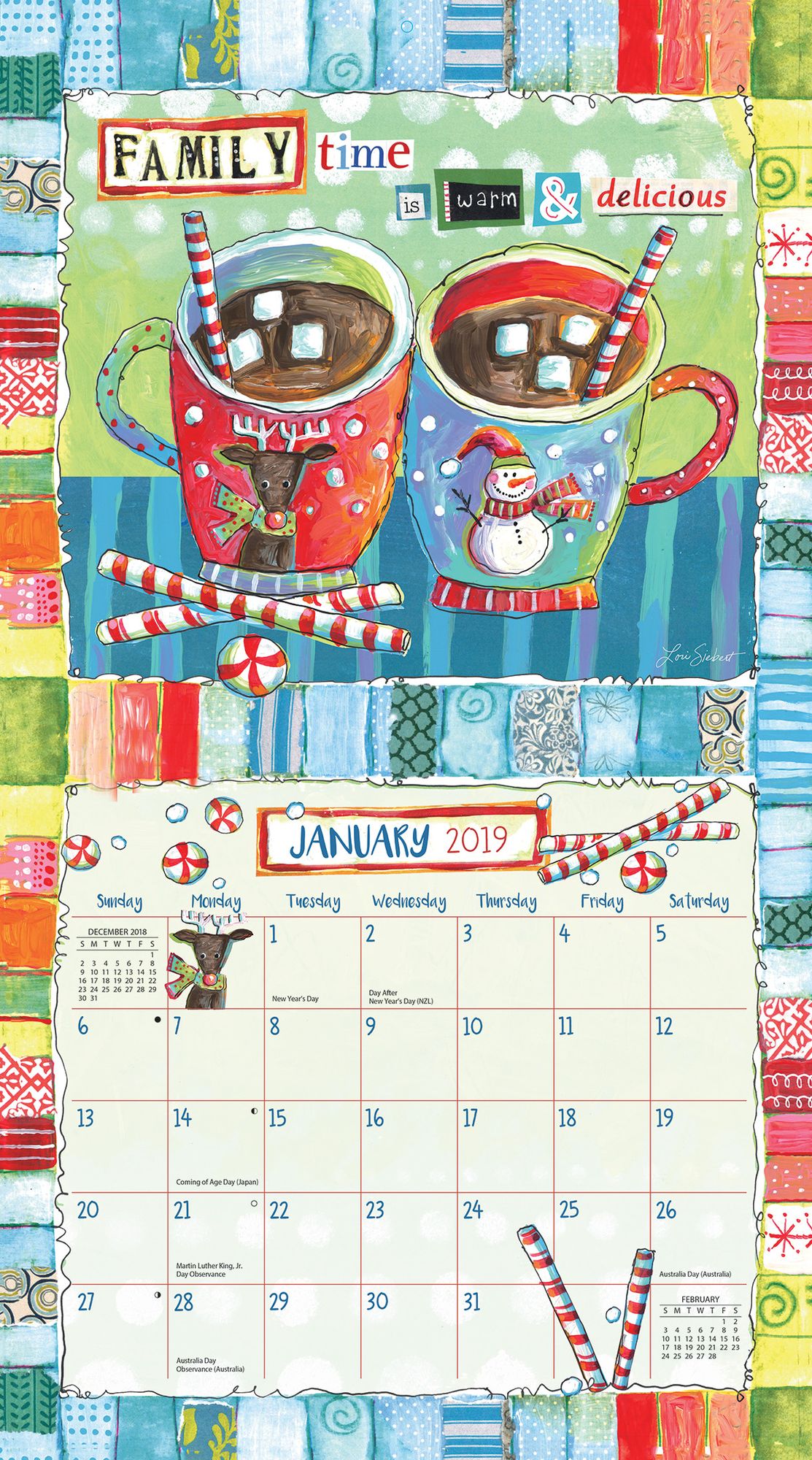 Happy Life 2019 14x12.5 Wall Calendar