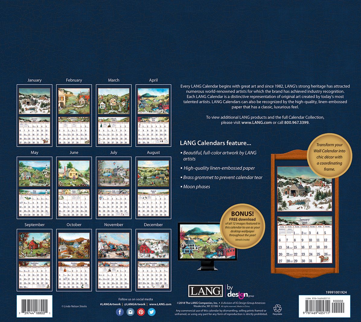 Linda Nelson Stocks 2019 14x12.5 Wall Calendar