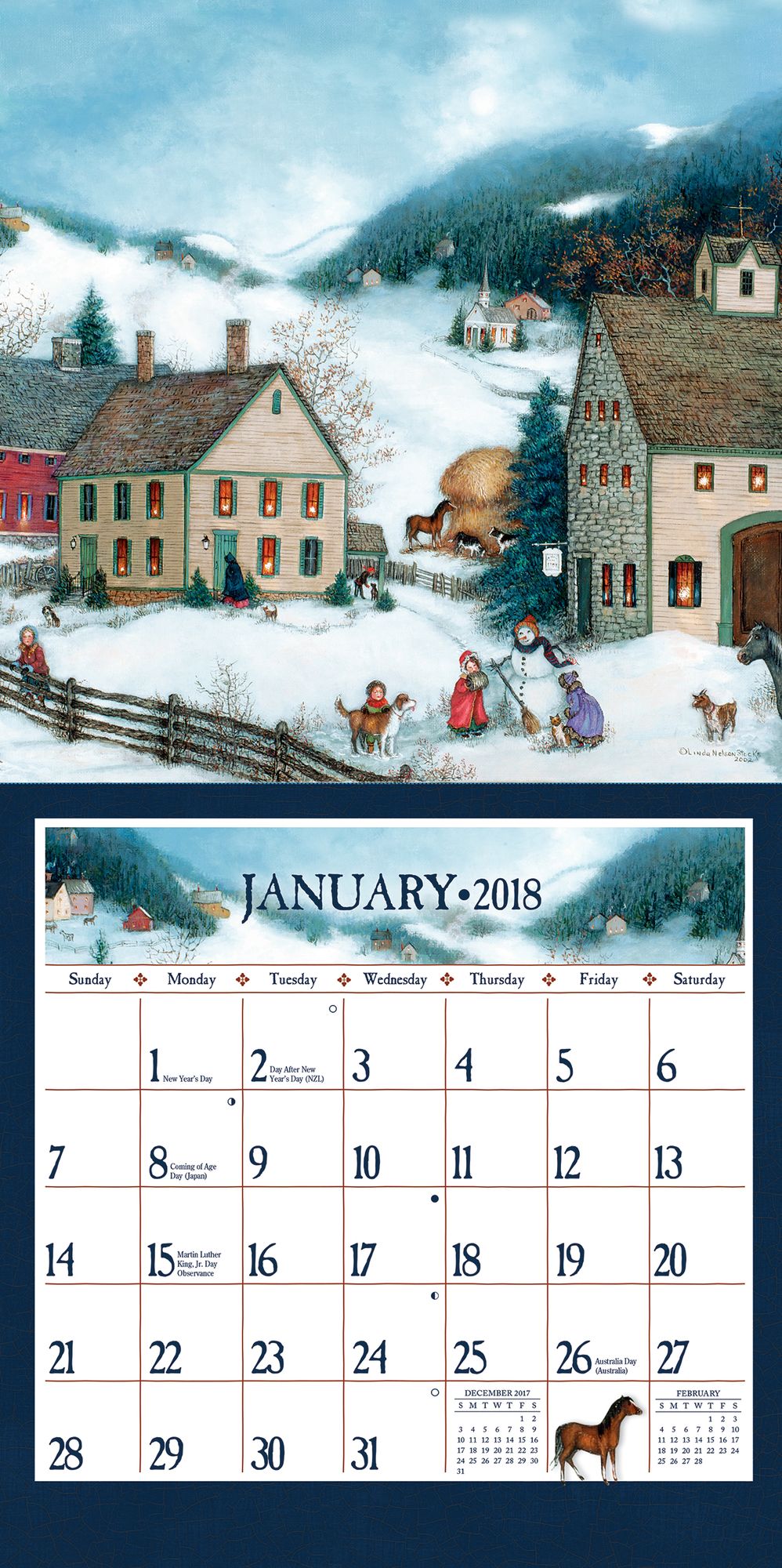 2018 LINDA NELSON STOCKS MINI WALL CALENDAR