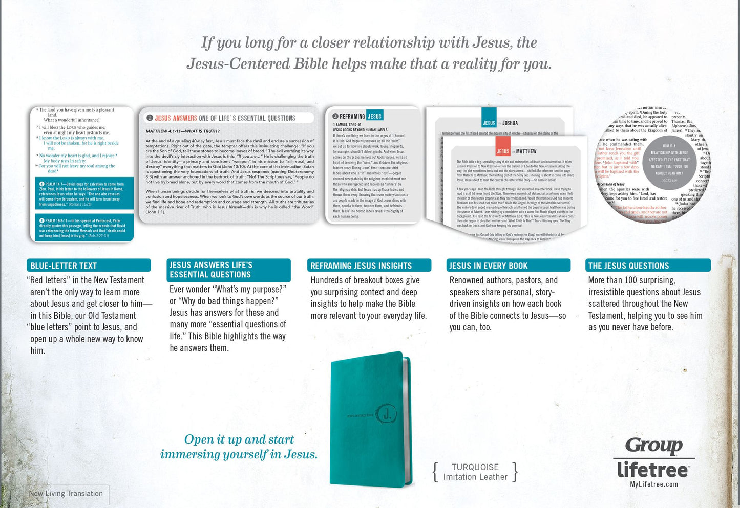 Jesus-Centered Bible NLT, Turquoise