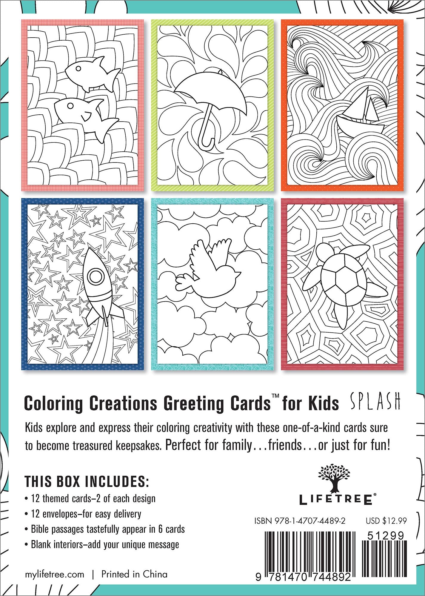 Coloring Creations Greeting Cards for Kids - Splash: With Scripture
