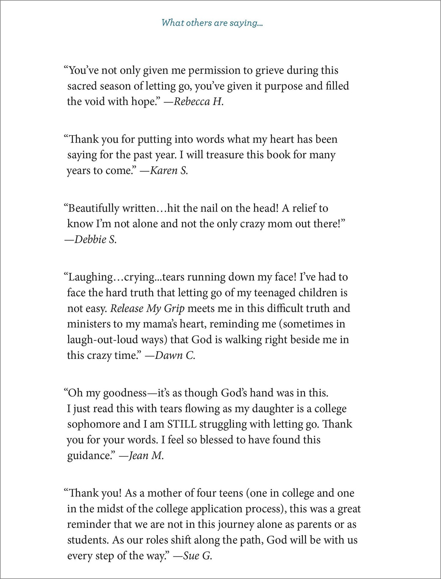 Release My Grip: Hope for a Parent's Heart as Kids Leave the Nest and Learn to Fly