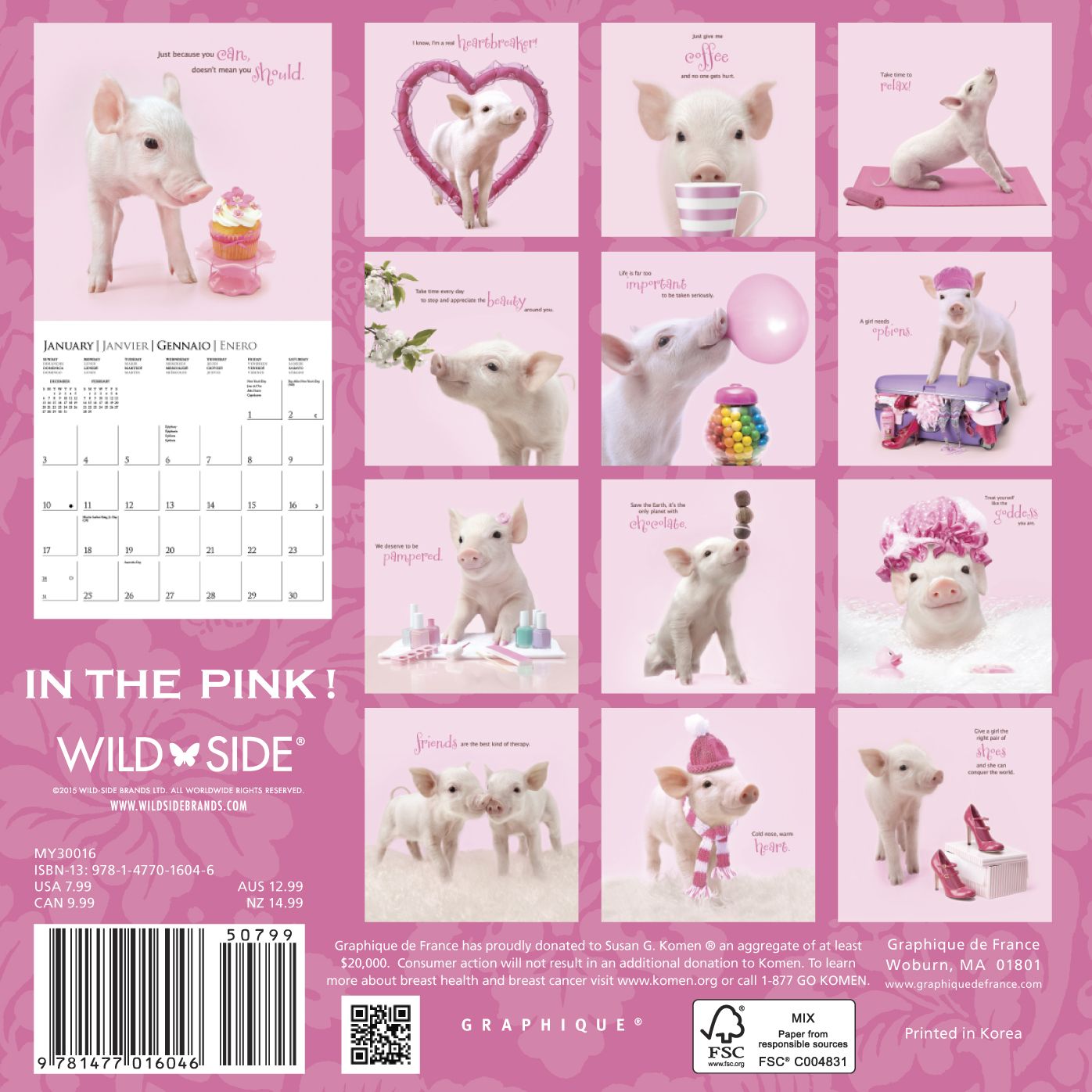 2016 In the Pink! SGK Mini Wall Calendar