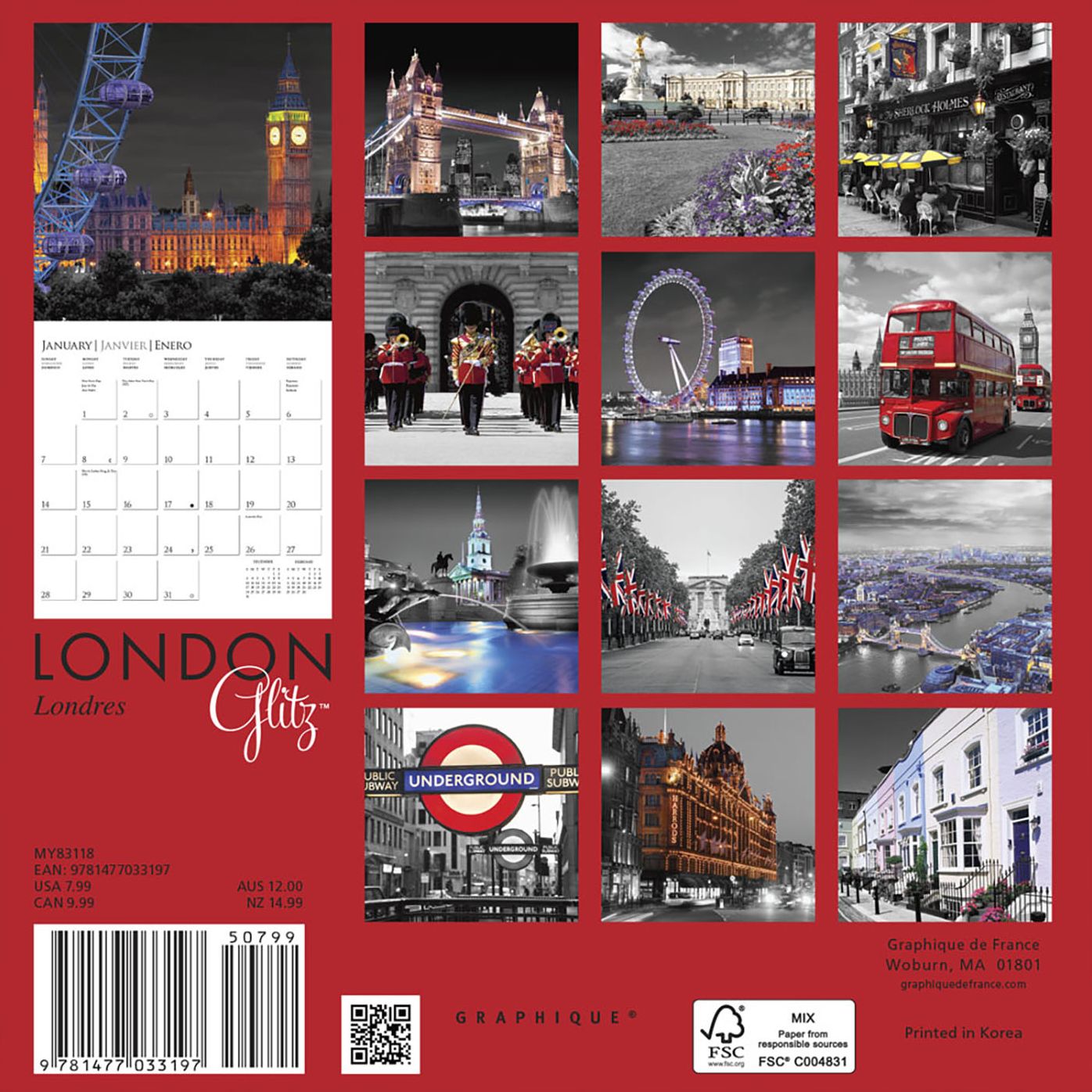 2018 London Glitz Mini Calendar