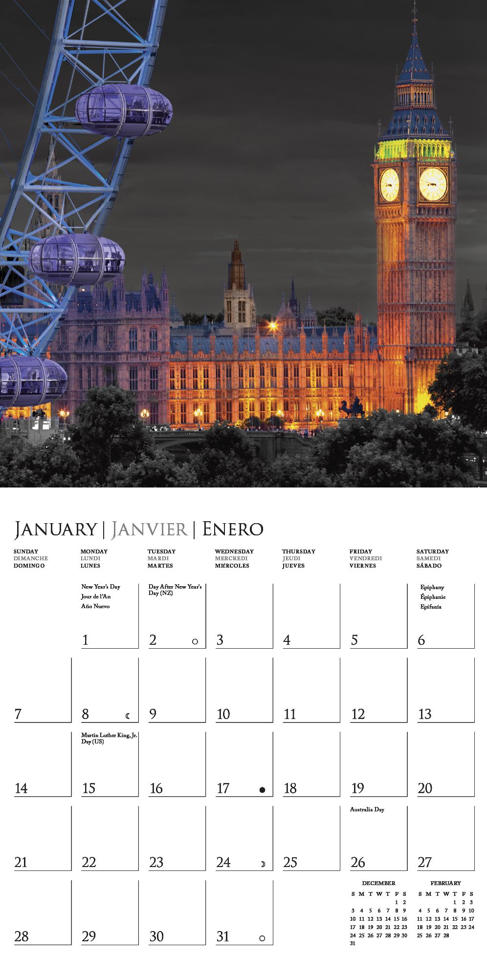2018 London Glitz Mini Calendar