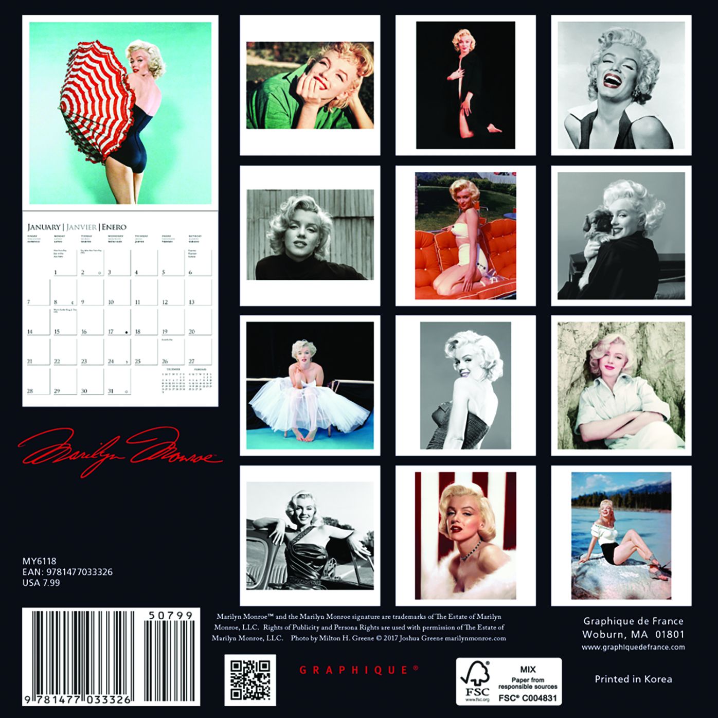 2018 Marilyn Monroe Mini Calendar