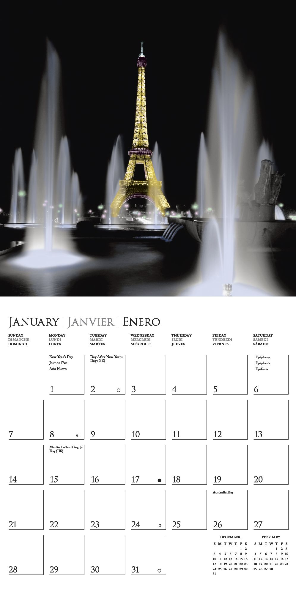 2018 Paris Glitz Mini Wall Calendar