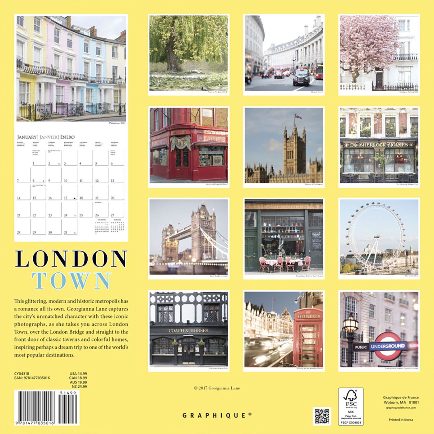 2018 London Town Square Wall Calendar