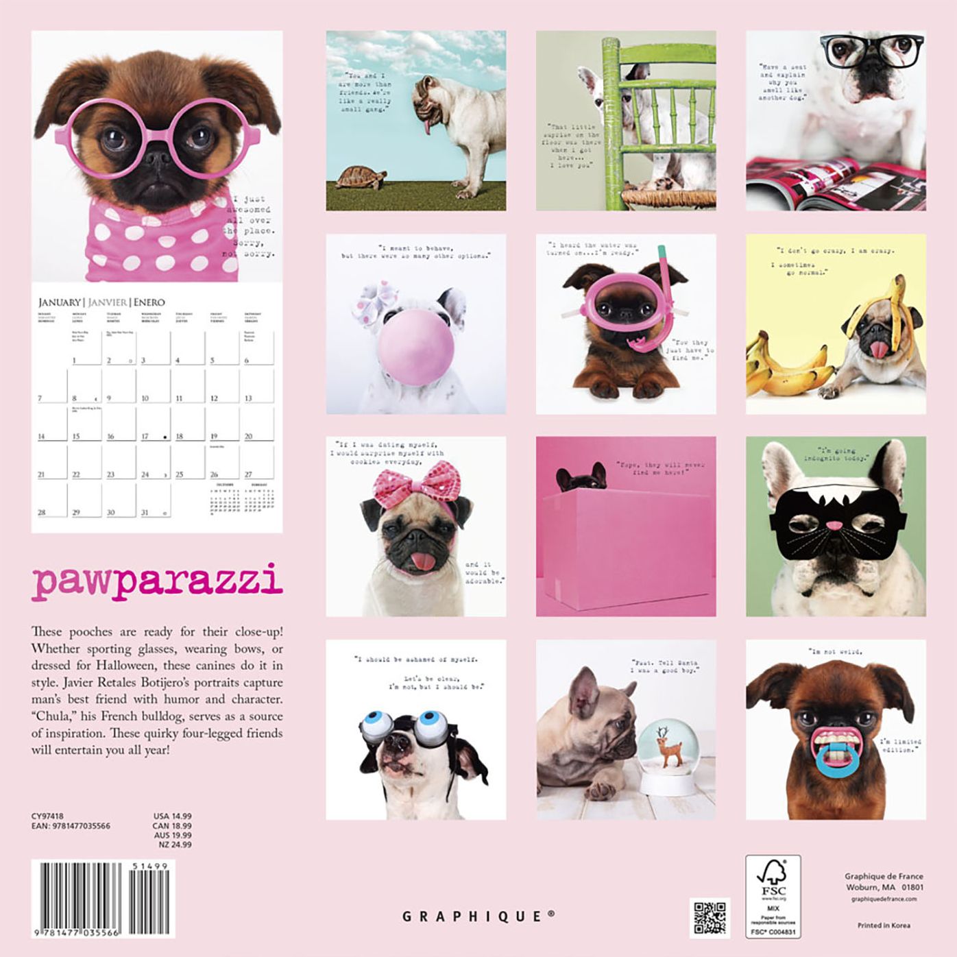 2018 Pawparazzi Square Wall Calendar