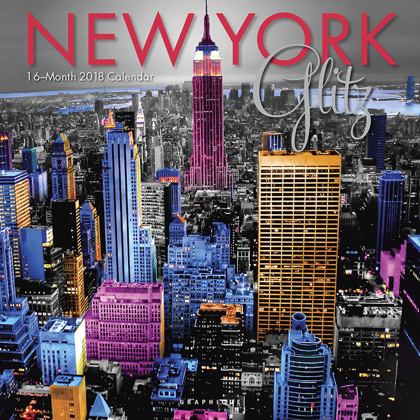 2018 New York Glitz Square Wall Calendar