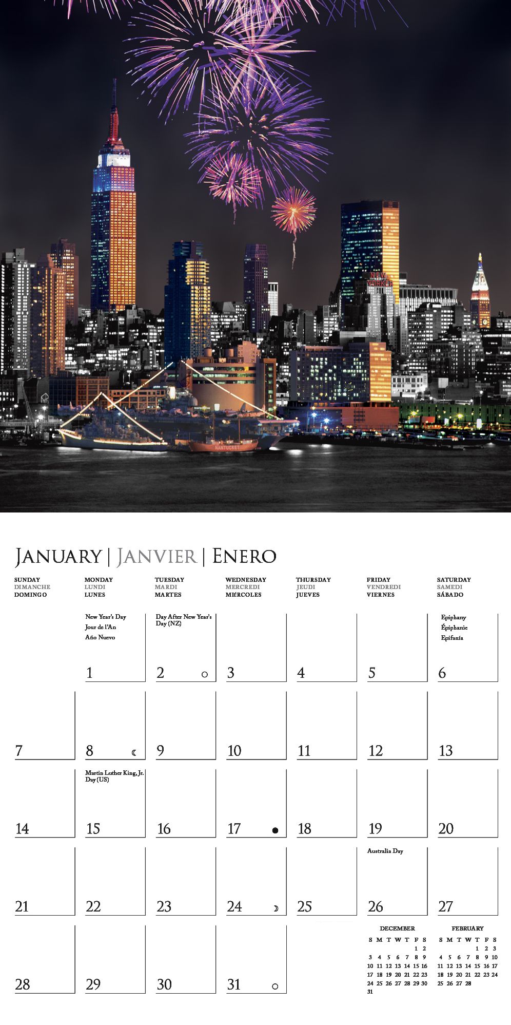 2018 New York Glitz Square Wall Calendar