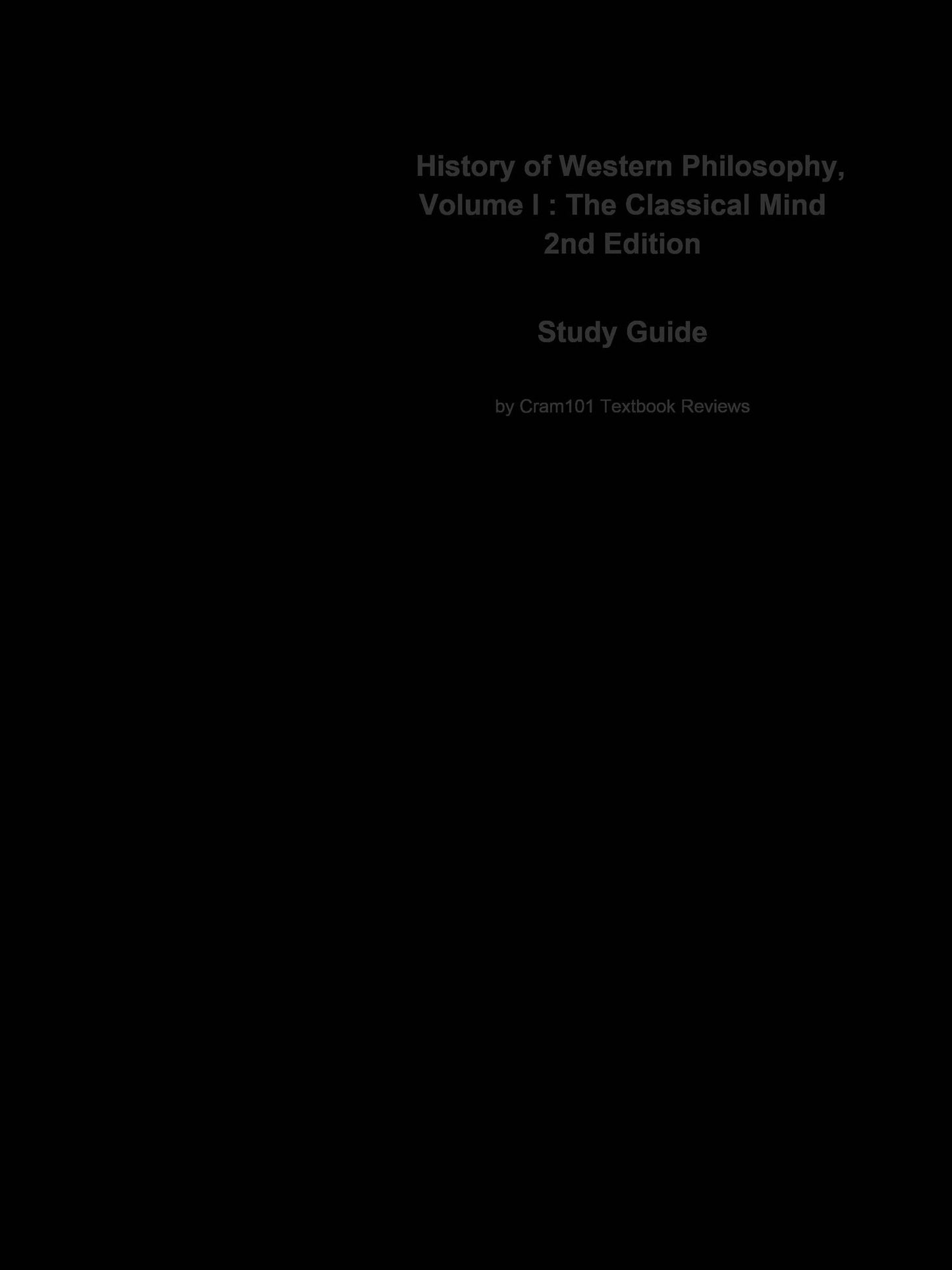 e-Study Guide for: History of Western Philosophy, Volume I : The Classical Mind by W. T. Jones, ISBN 9780155383128