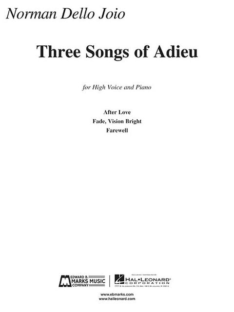 Norman Dello Joio - Three Songs of Adieu: High Voice and Piano