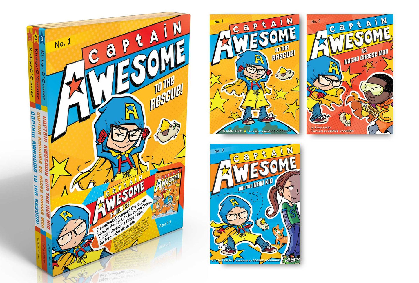 Captain Awesome 3-pack: Captain Awesome to the Rescue; Captain Awesome vs. Nacho Cheese Man; Captain Awesome and the New Kid