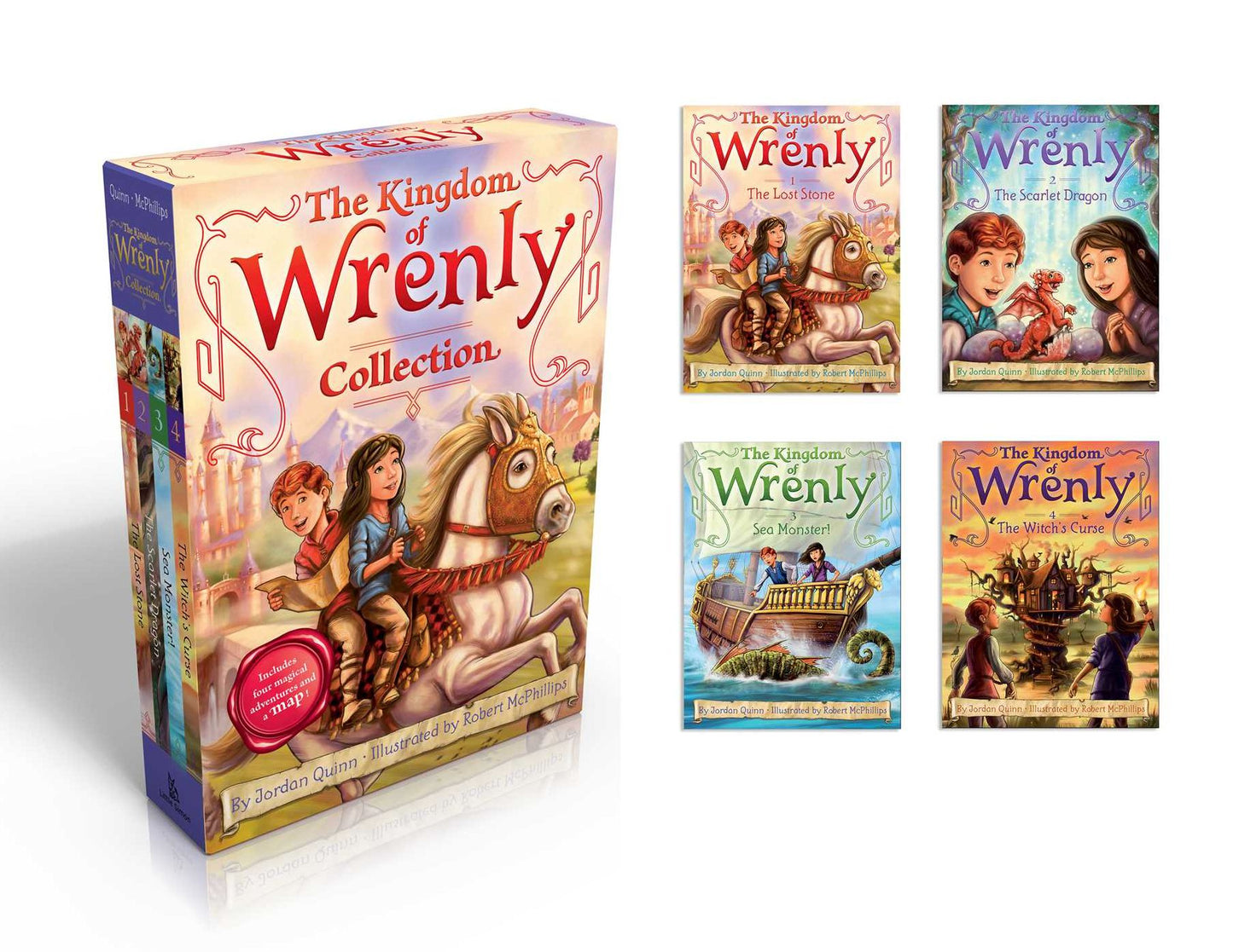 The Kingdom of Wrenly Collection (Includes four magical adventures and a map!): The Lost Stone; The Scarlet Dragon; Sea Monster!; The Witch's Curse