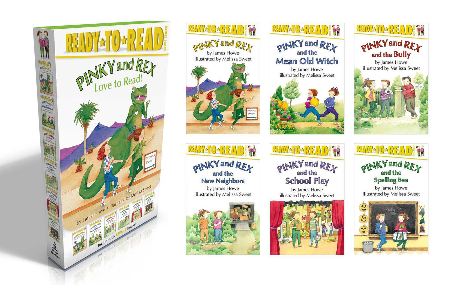 Pinky and Rex Love to Read!: Pinky and Rex; Pinky and Rex and the Mean Old Witch; Pinky and Rex and the Bully; Pinky and Rex and the New Neighbors; Pinky and Rex and the School Play; Pinky and Rex and the Spelling Bee