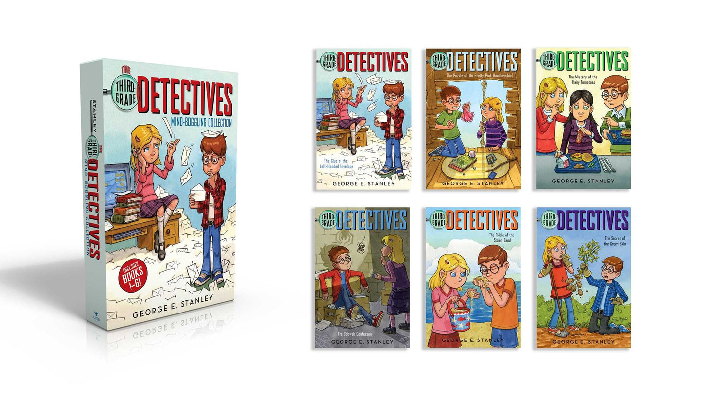 The Third-Grade Detectives Mind-Boggling Collection: The Clue of the Left-Handed Envelope; The Puzzle of the Pretty Pink Handkerchief; The Mystery of the Hairy Tomatoes; The Cobweb Confession; The Riddle of the Stolen Sand; The Secret of the Green Skin