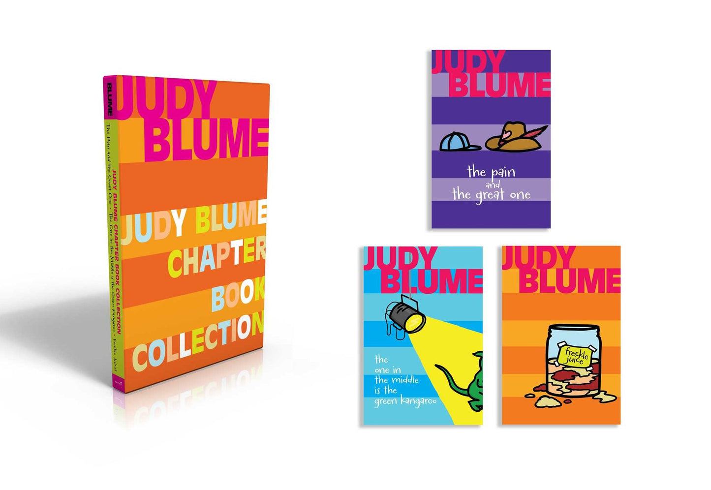 Judy Blume Chapter Book Collection: The Pain and the Great One; The One in the Middle Is the Green Kangaroo; Freckle Juice