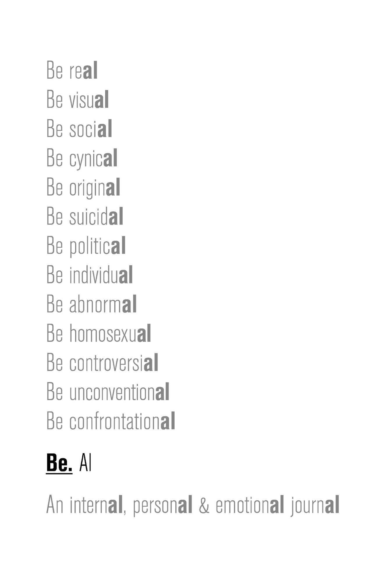 Be.: An internal, personal & emotional journal