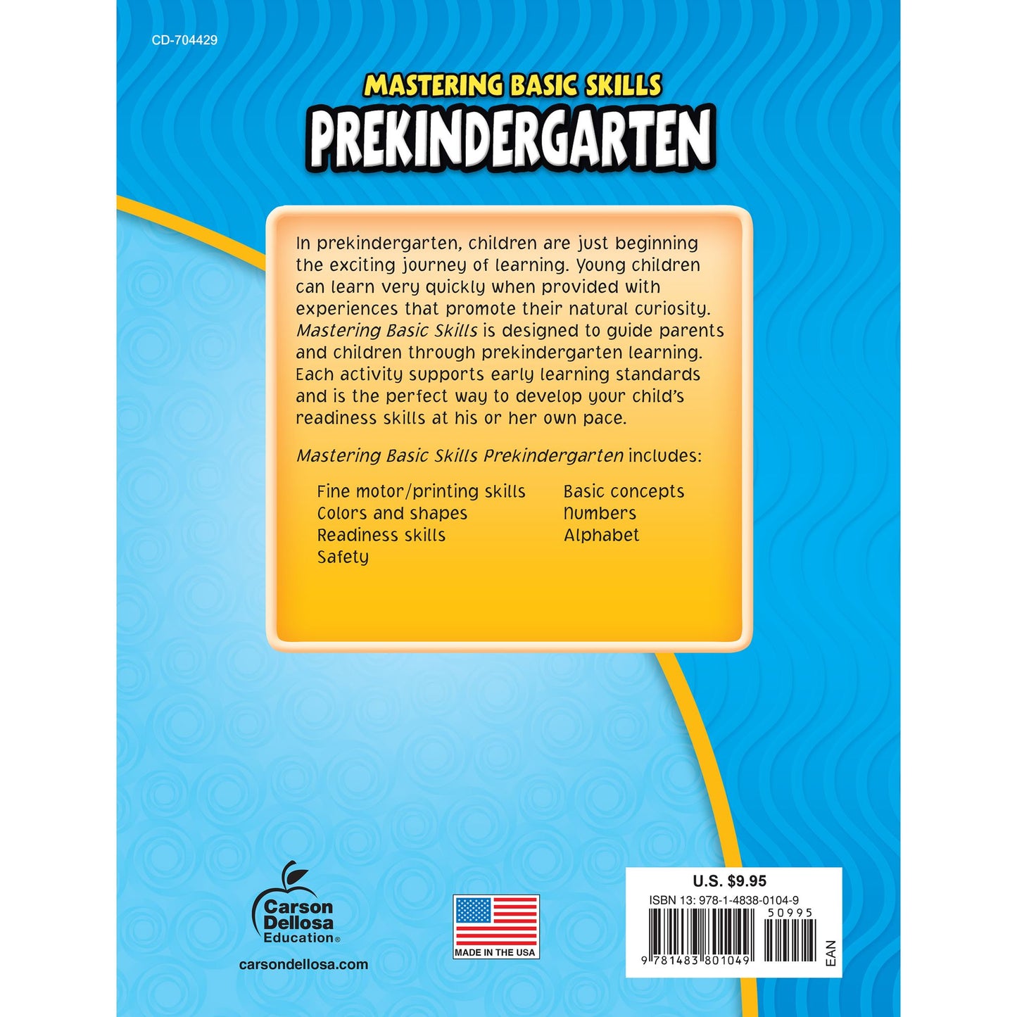 Carson Dellosa CD-704429 Mastering Basic Skills Pre-K Book