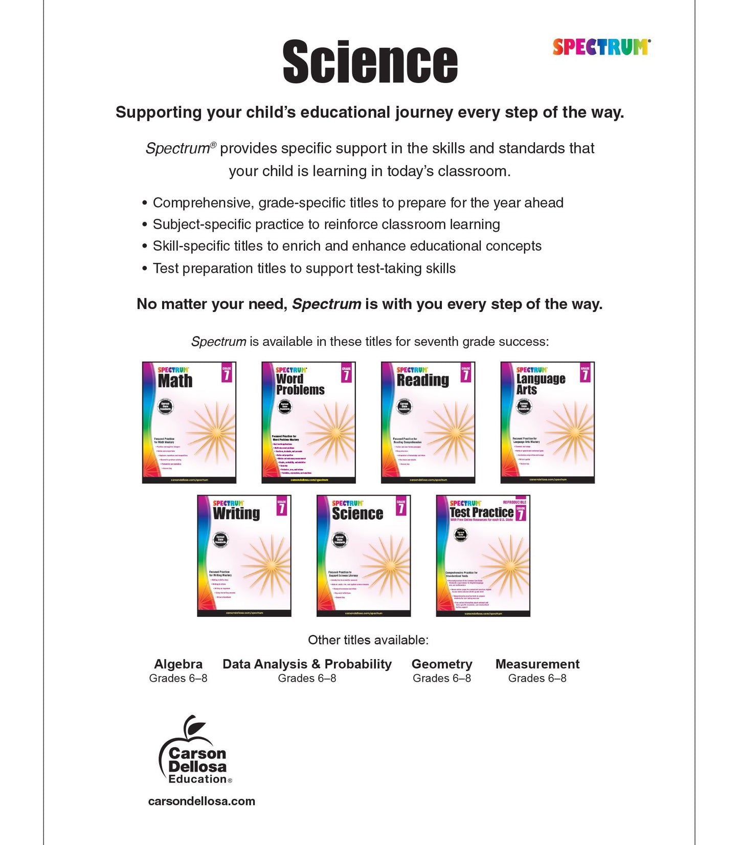 Carson Dellosa CD-704620 Spectrum Science Gr 7