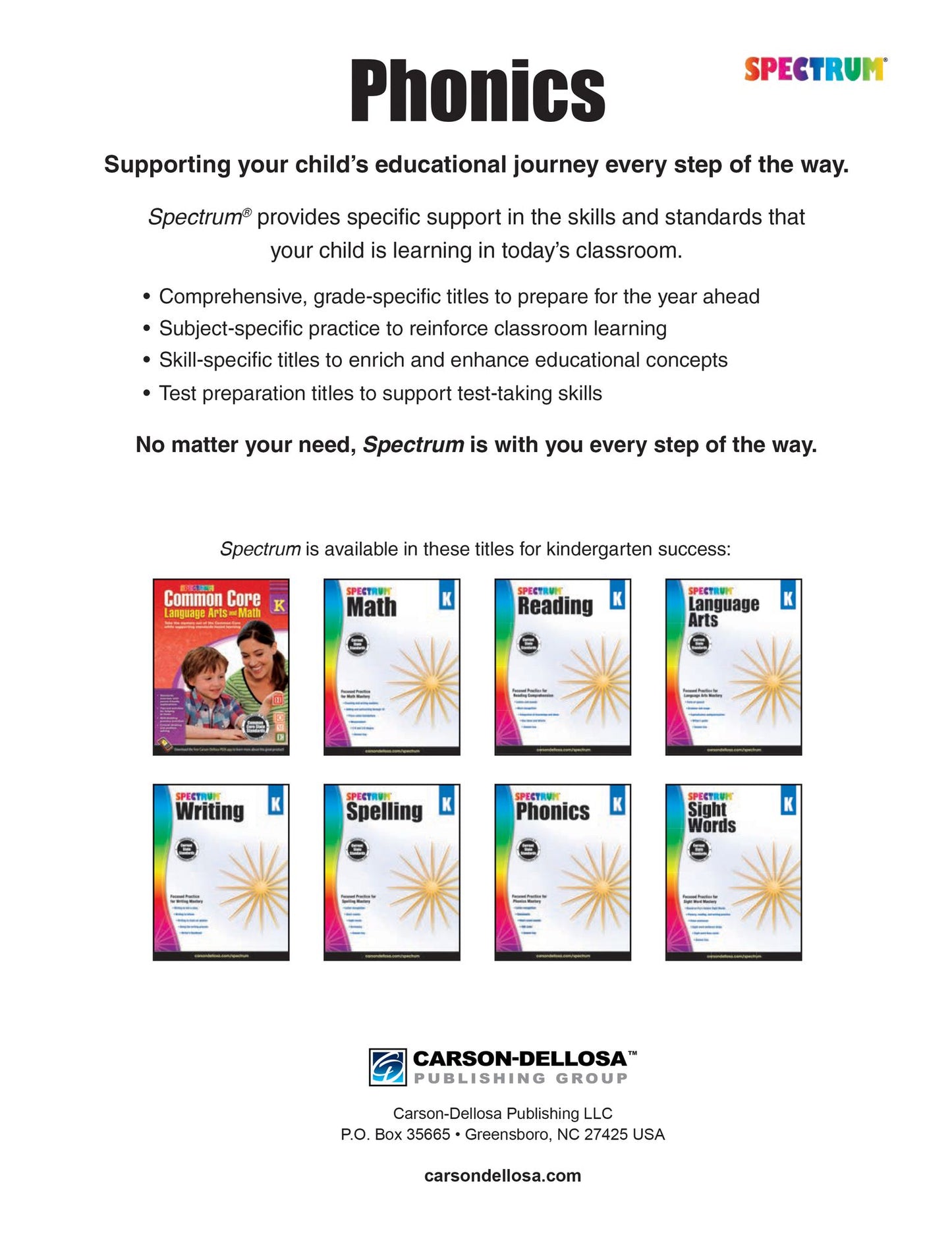 Spectrum Phonics Grade K