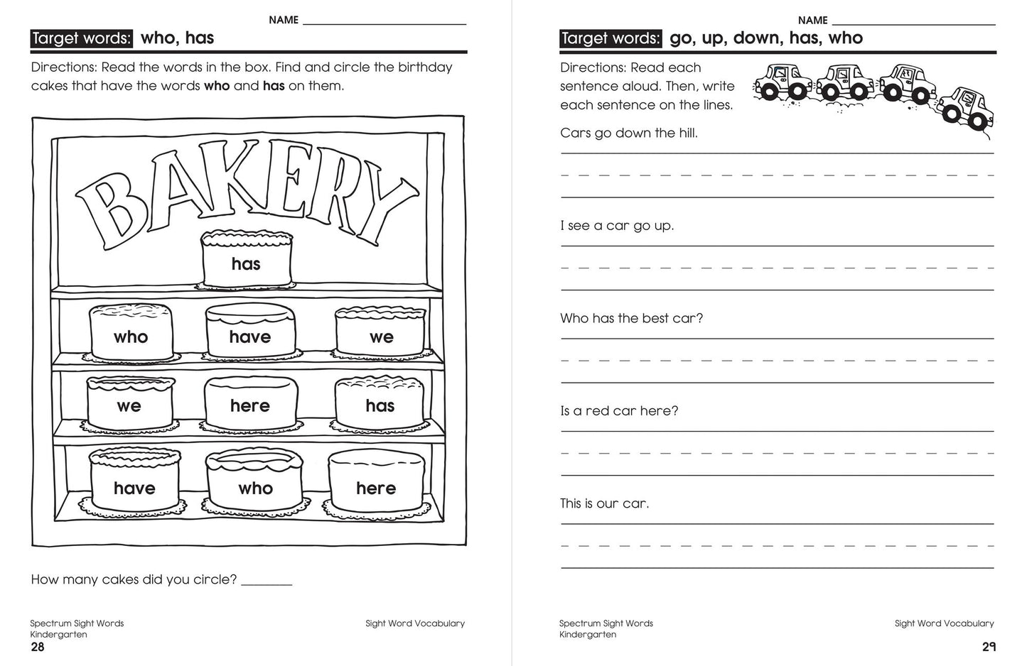 Spectrum Sight Words Grade K