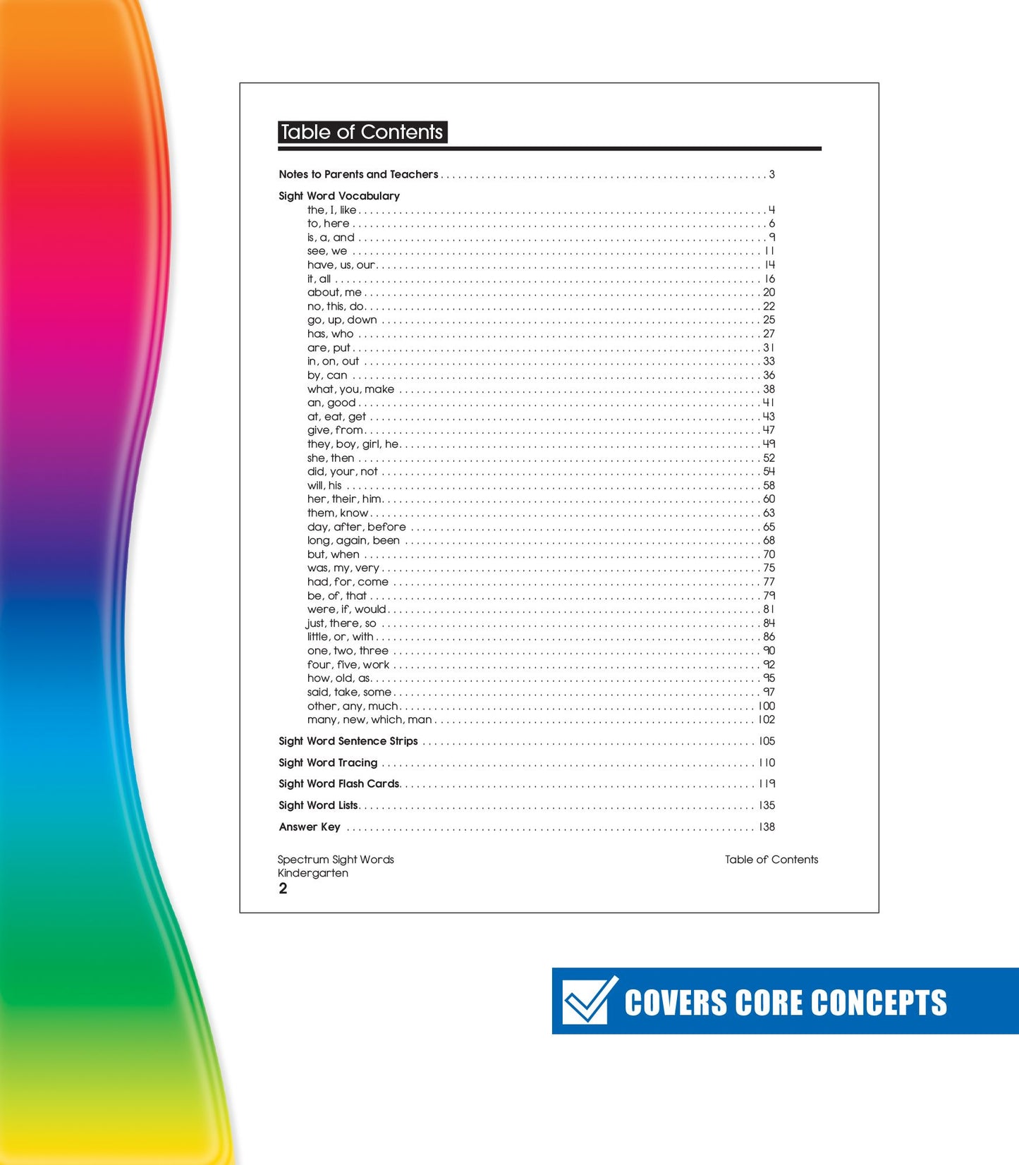 Spectrum Sight Words Grade K