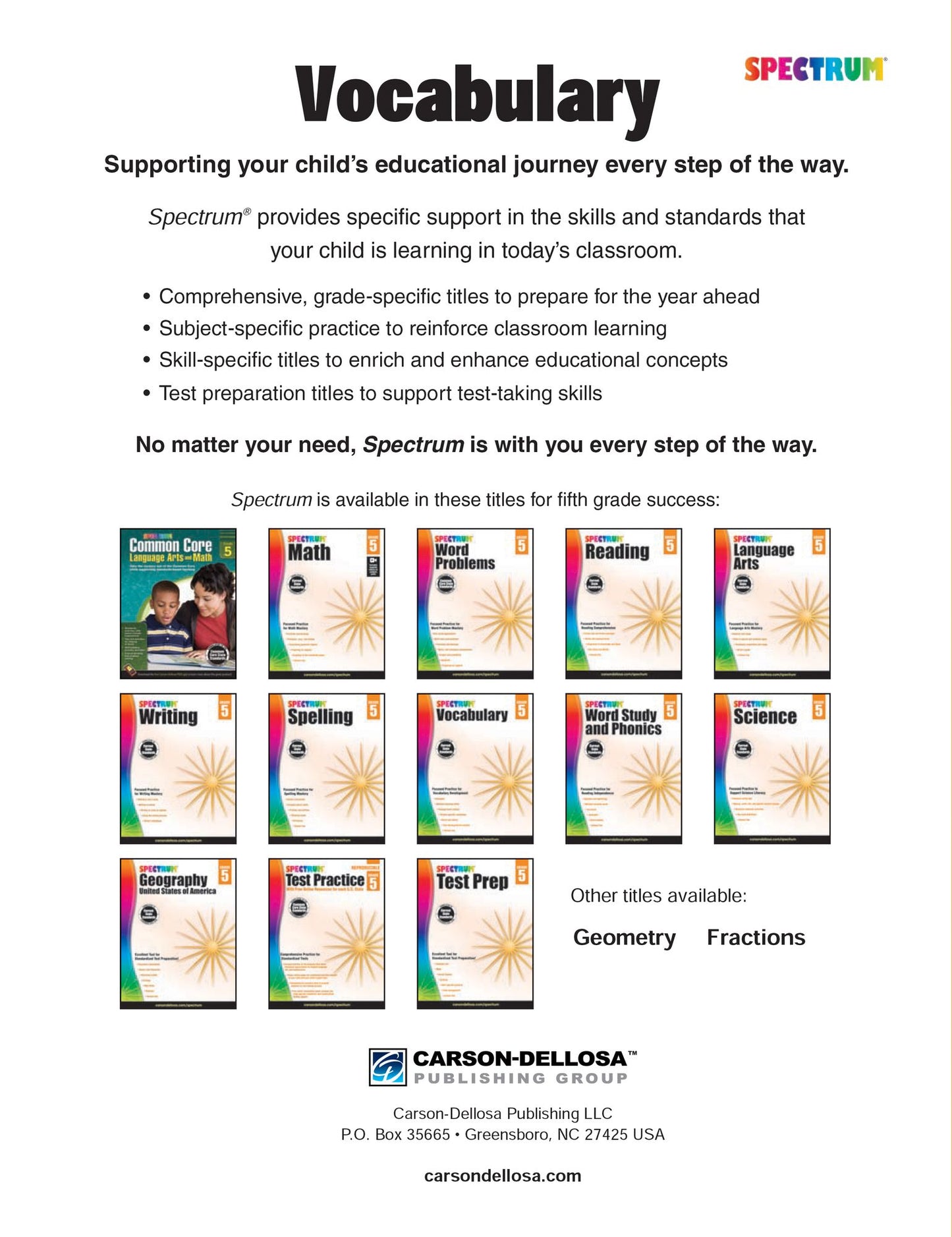 Spectrum Vocabulary Grade 5