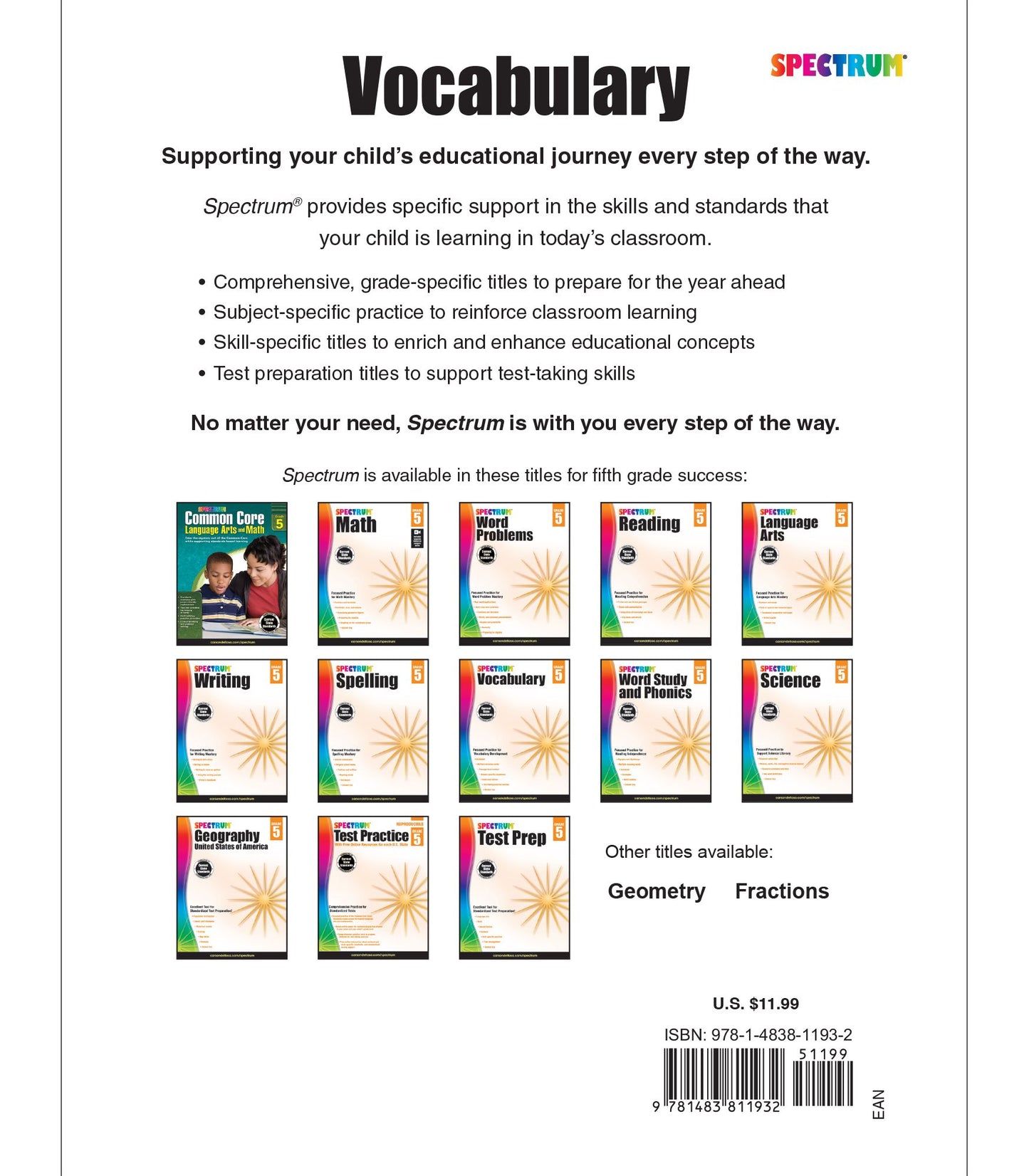 Spectrum Vocabulary Grade 5