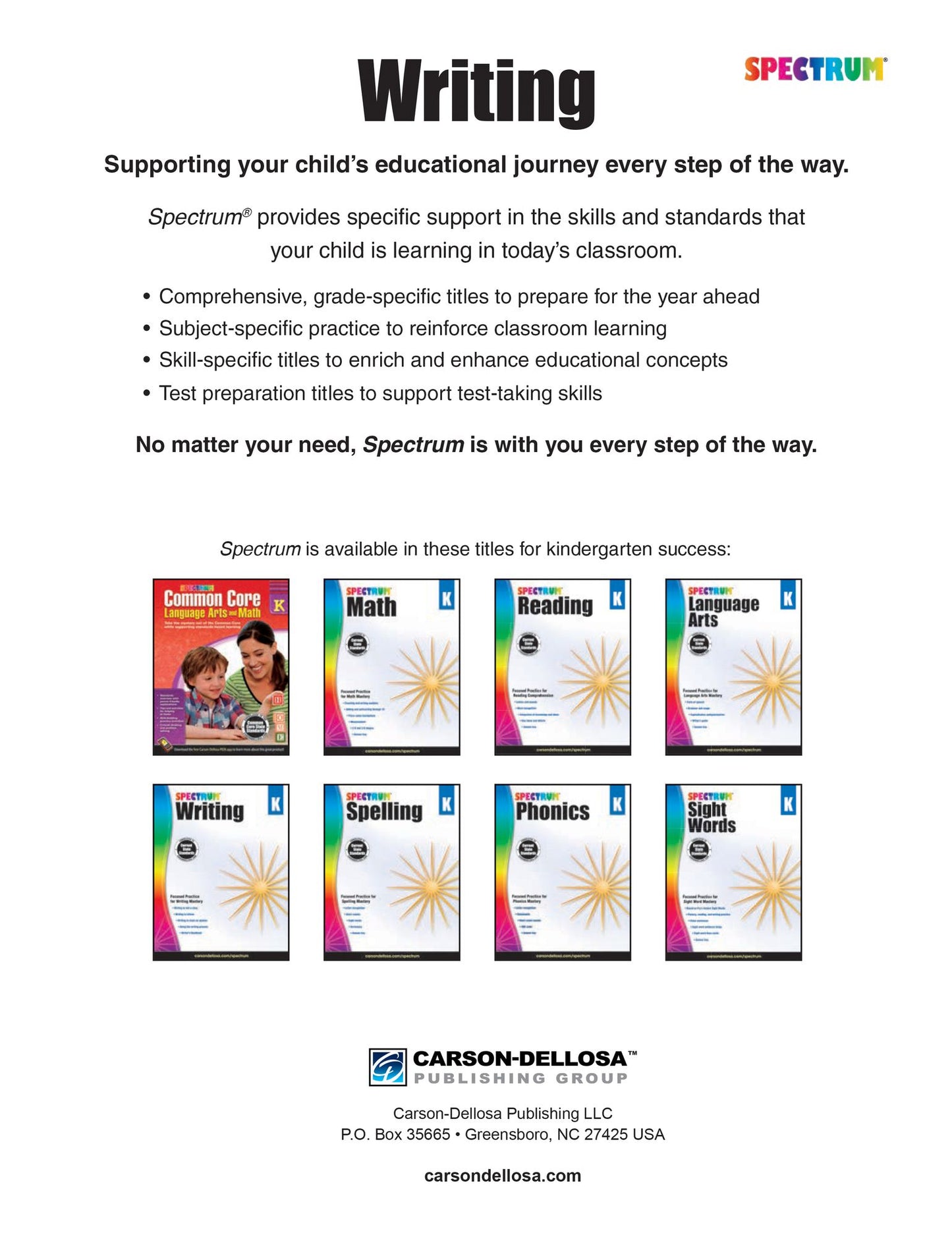 Spectrum Writing Grade K