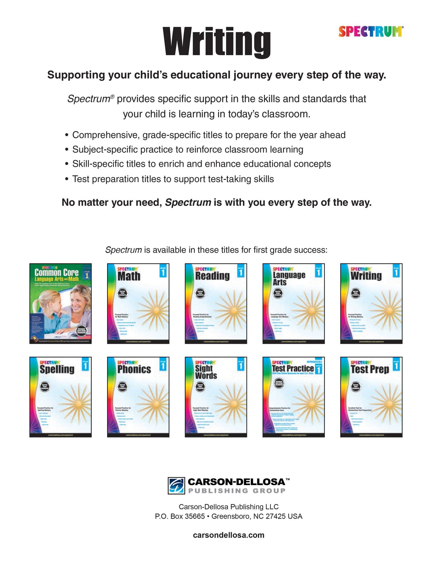 Spectrum Writing, Grade 1