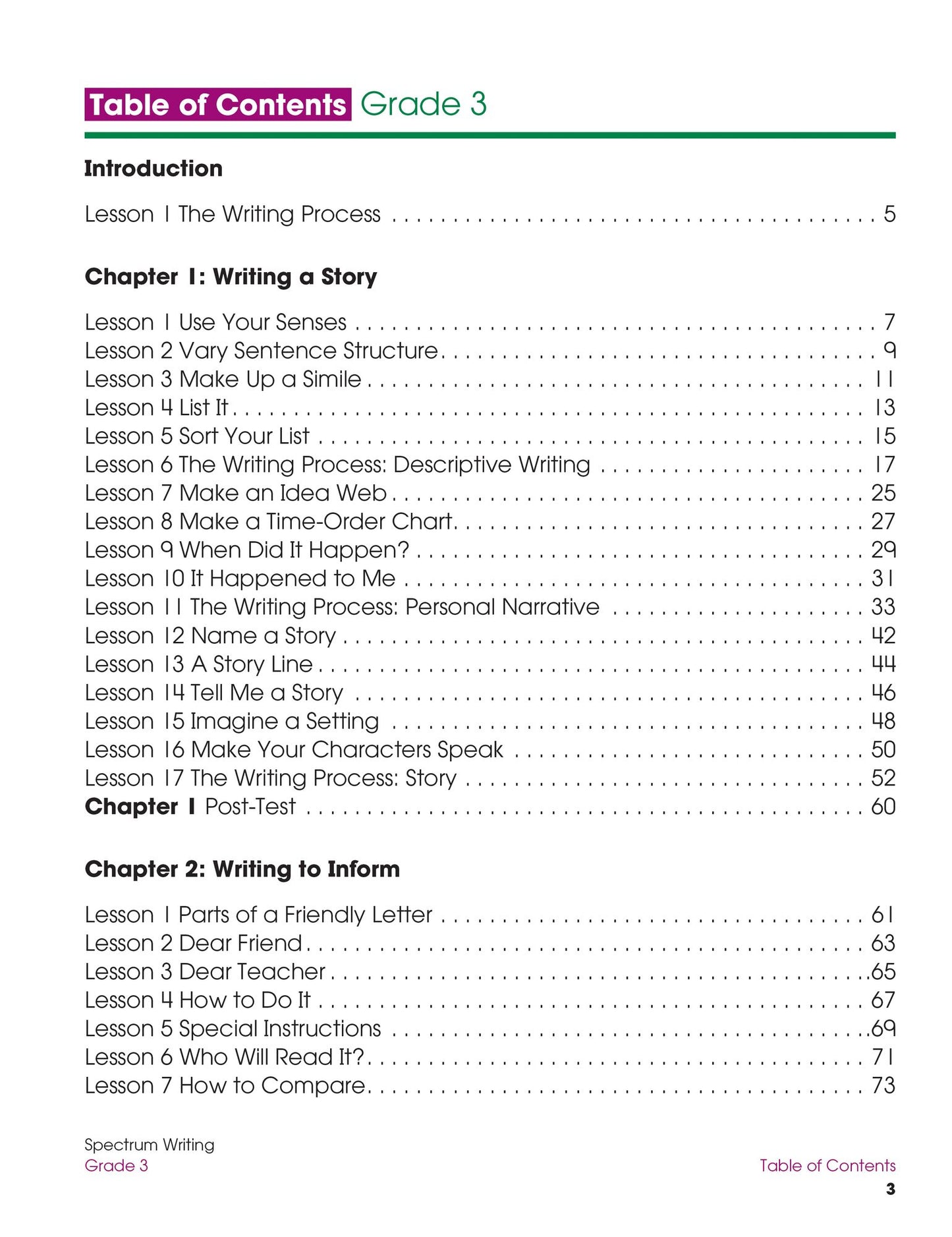 Spectrum Writing Grade 3