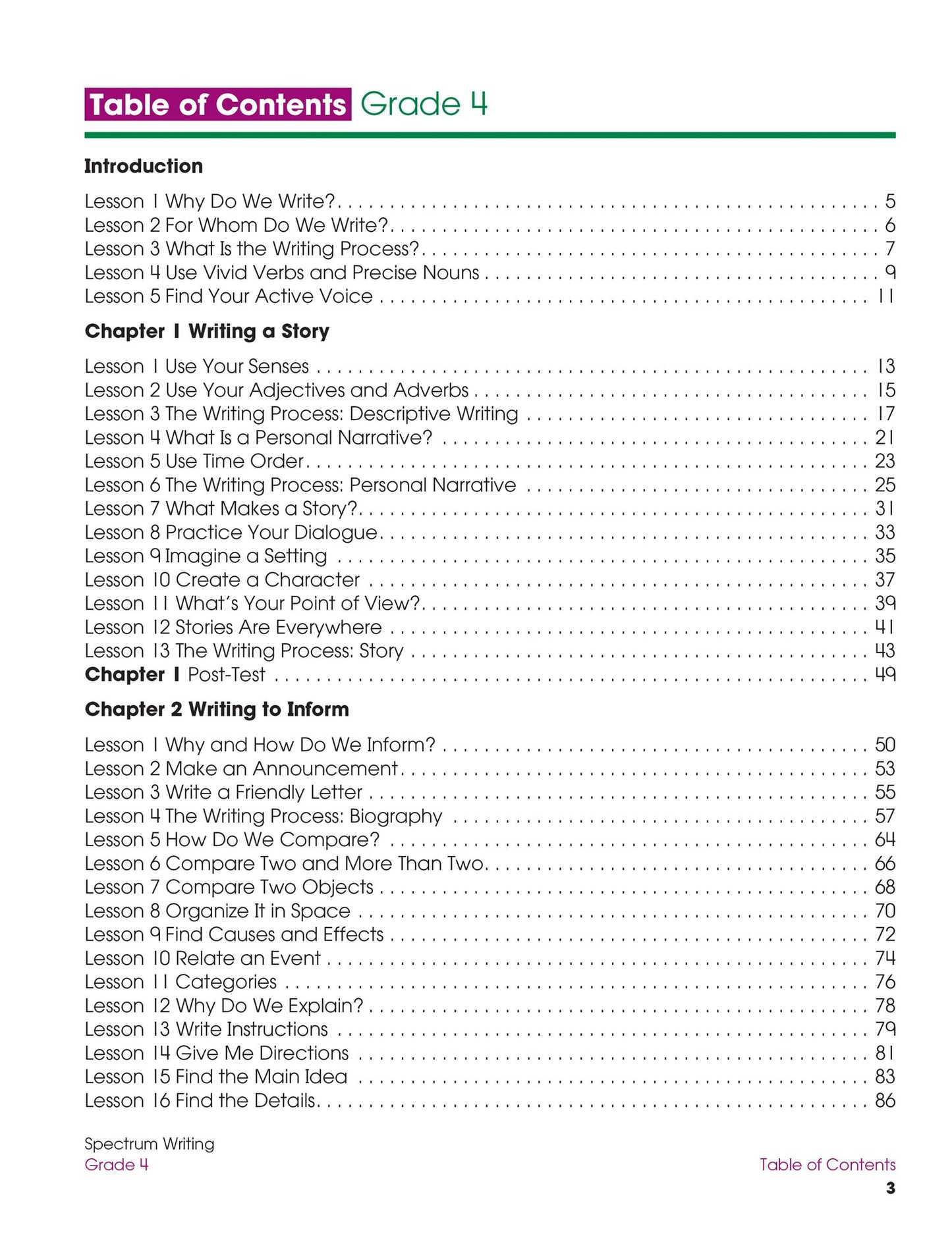 Spectrum Writing Grade 4