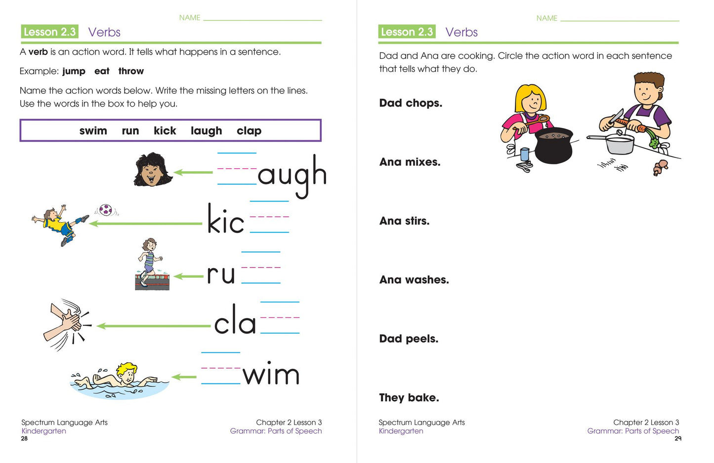 Spectrum Language Arts, Grade K