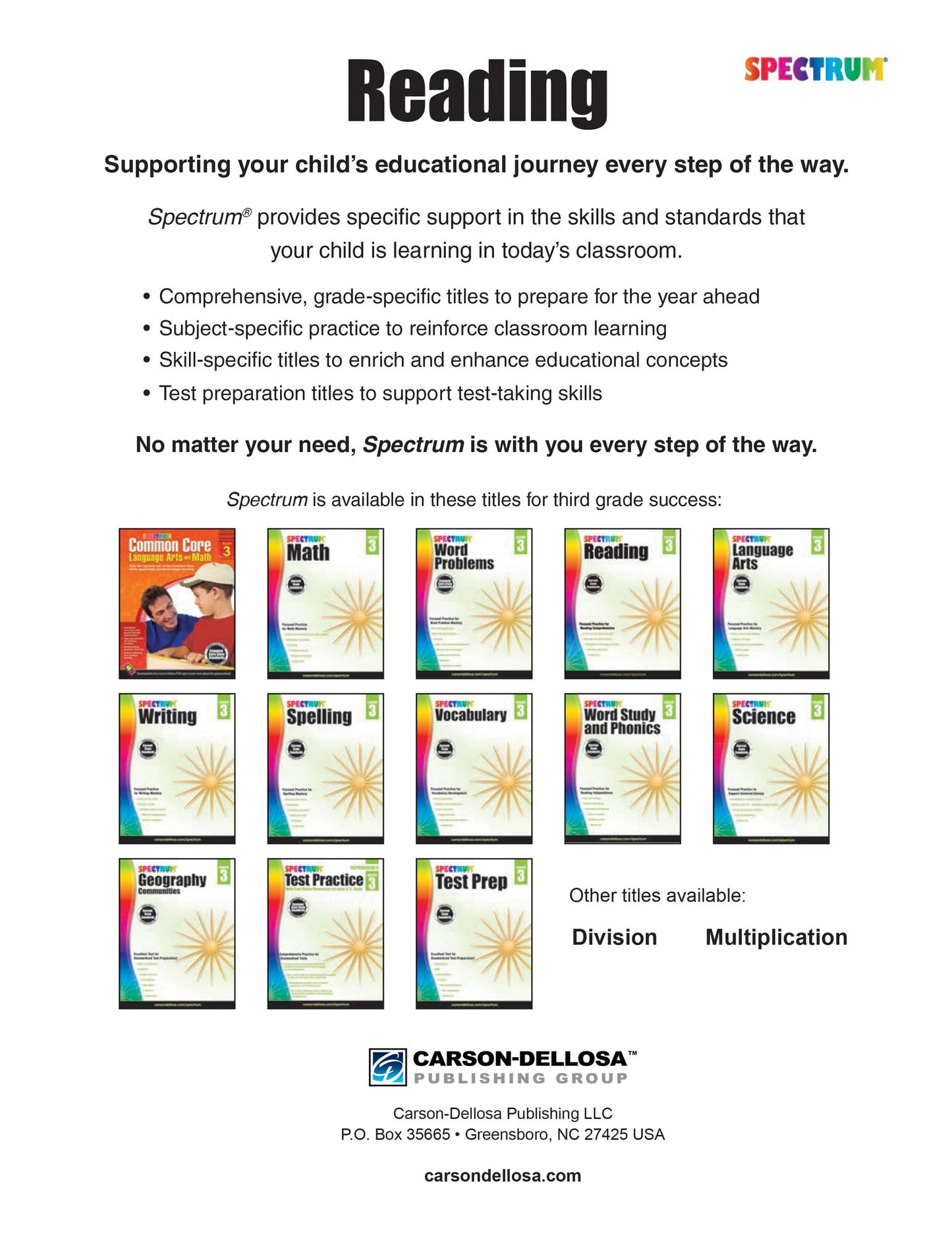 Spectrum Reading Workbook Grade 3
