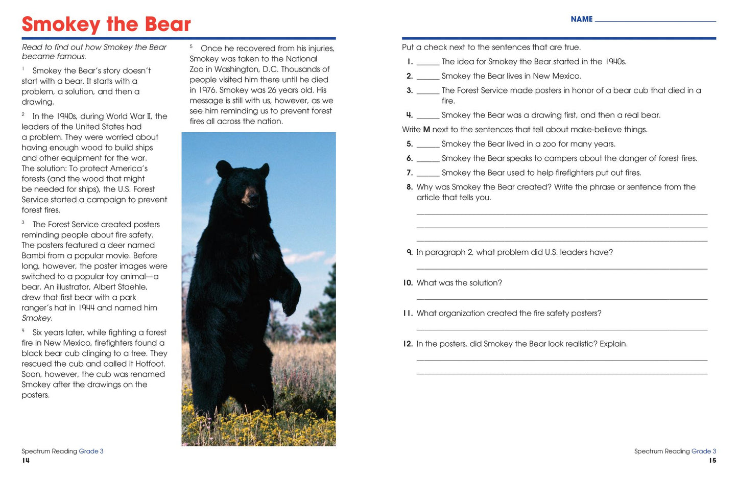 Spectrum Reading Workbook Grade 3