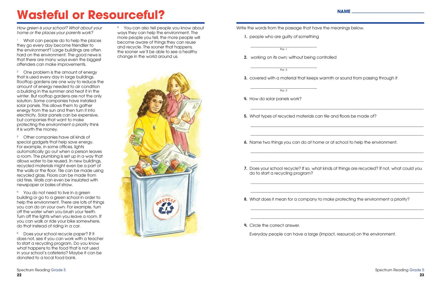 Spectrum Reading Workbook, Grade 5