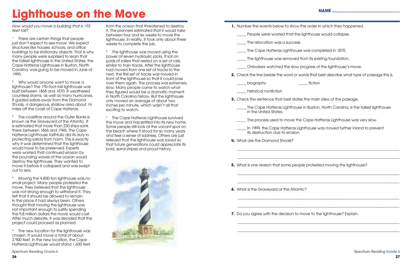 Spectrum Reading Workbook Grade 6