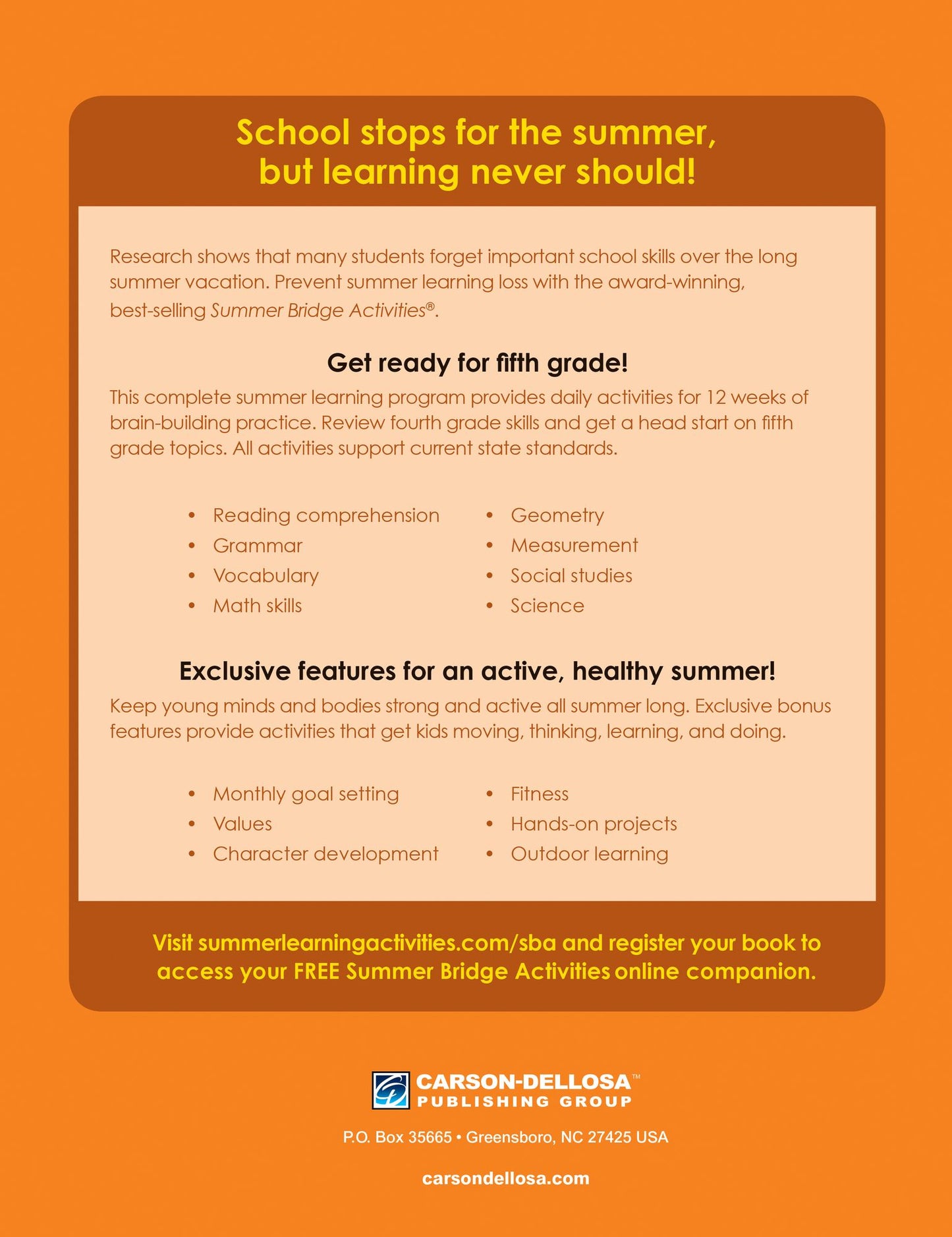 Summer Bridge Activities, Grades 4 - 5: Bridging Grades Fourth to Fifth