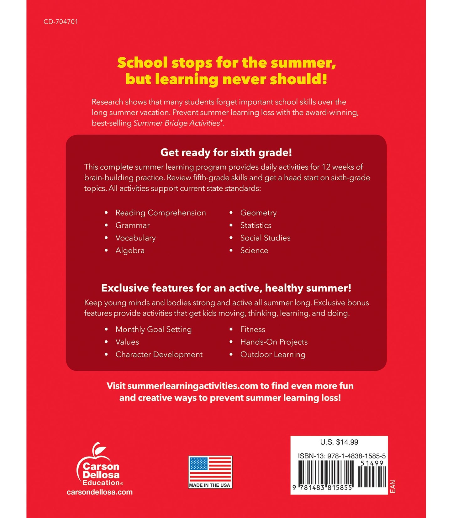 Summer Bridge Activities, Grades 5 - 6: Bridging Grades Fifth to Sixth