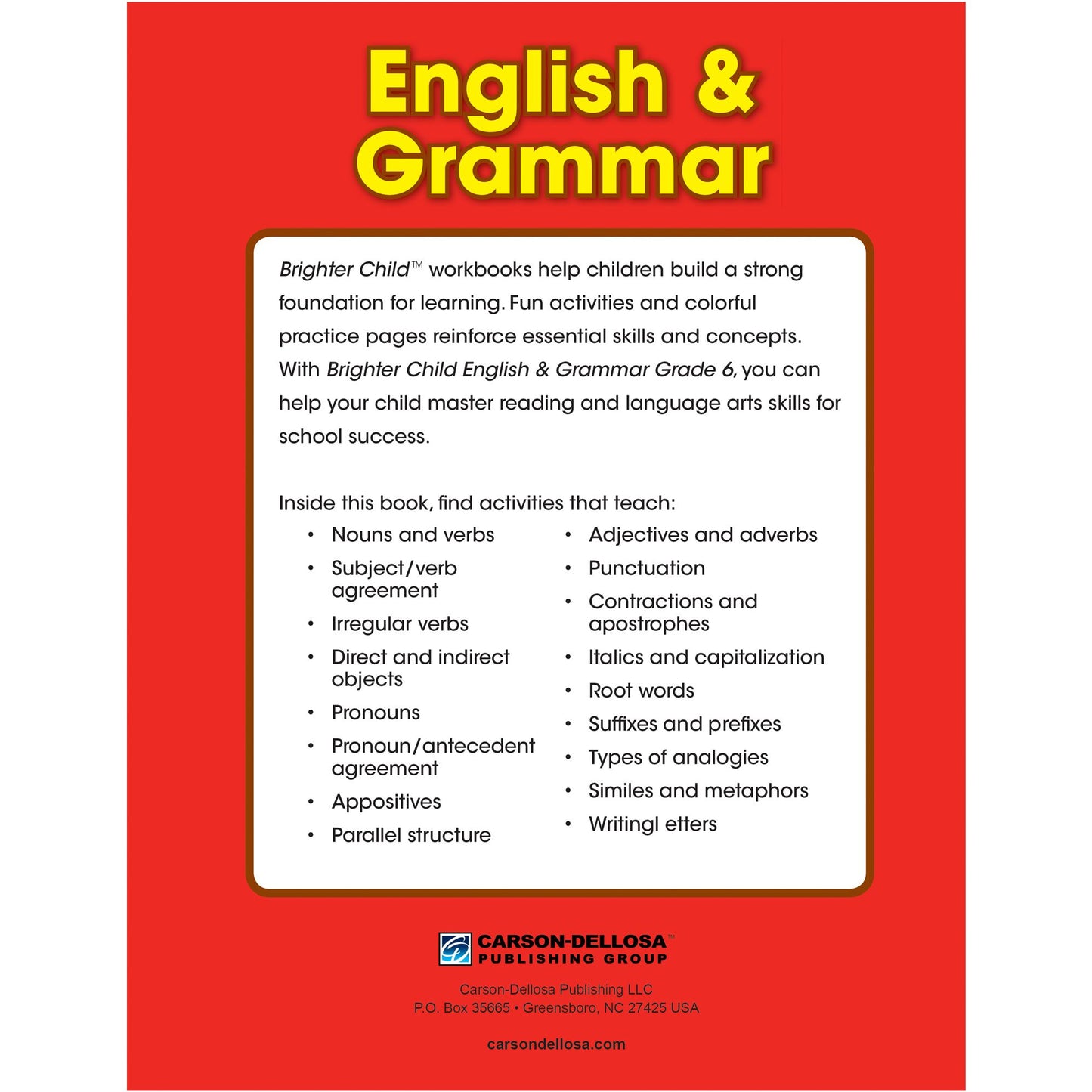 English & Grammar Workbook, Grade 6