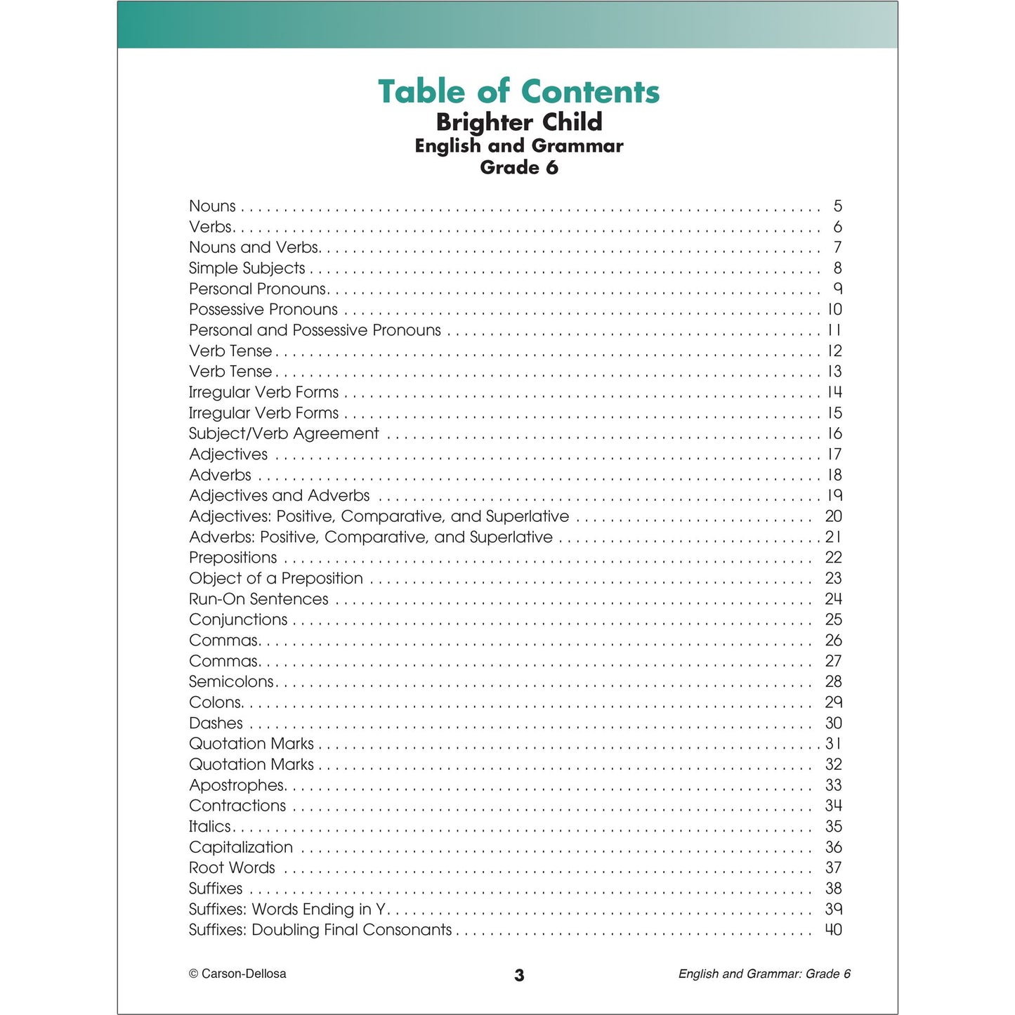 English & Grammar Workbook, Grade 6