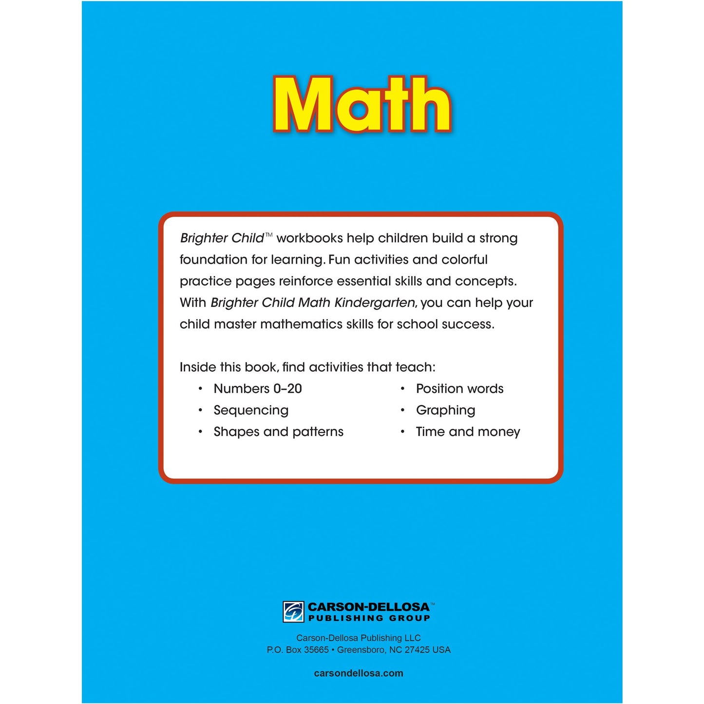 Math Workbook, Grade K
